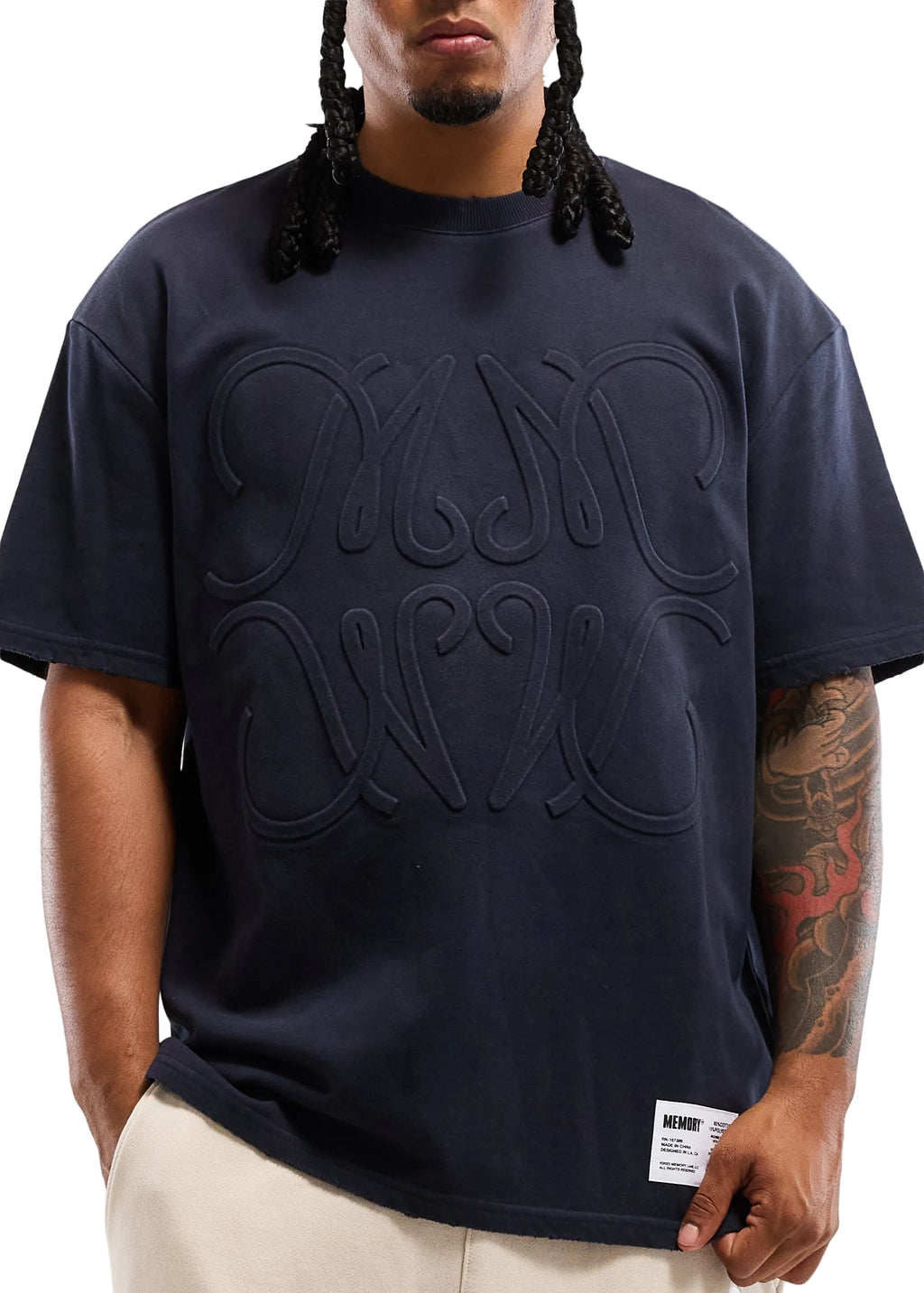 Memory Lane Monogram Embossed Tee - Vintage Black