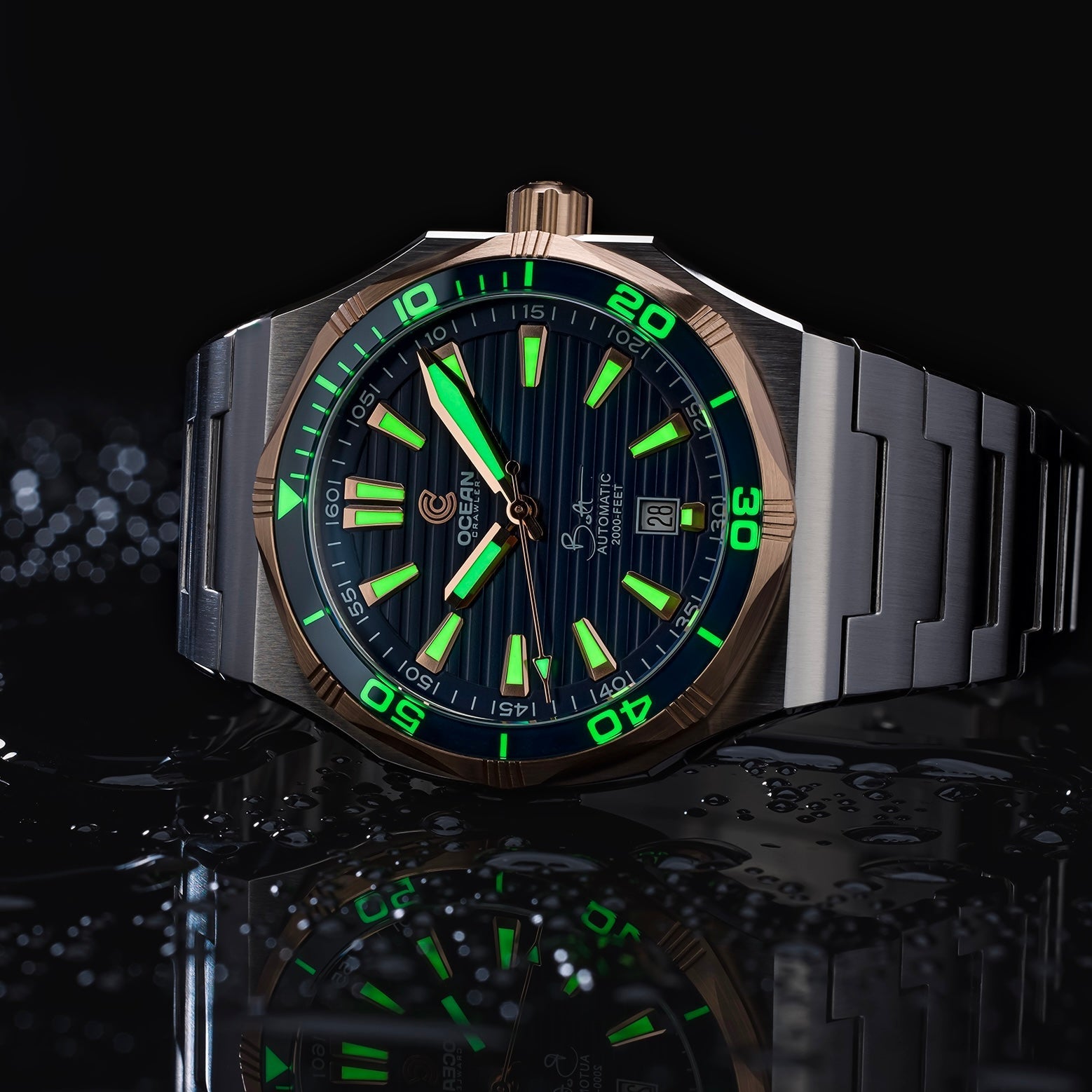 Bolt - Blue - Solid 18K Red Gold Bezel