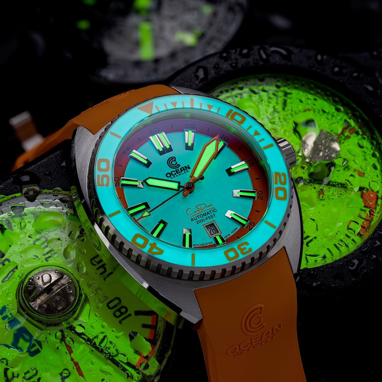 Core Diver - Spring Time - Full Lume Orange - 2 Straps Included!